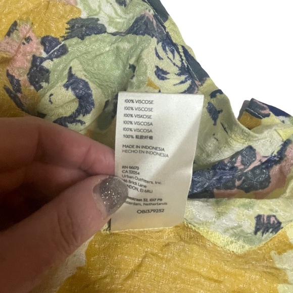 NWOT Free People Yellow Floral Brunch A ButtonUp Mini Dress/Blouse S - Picture 13 of 16